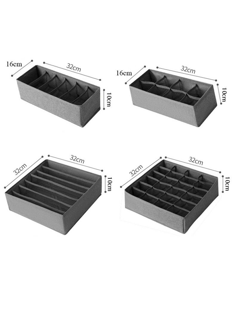 Hanayo 4-Piece Drawer Underwear Organizer Dividers Foldable Underwear and Bra Drawer Organizer Fabric Clothes Organizers Dividers and Storage Boxes for Lingerie Bra Socks Underwear Ties - Image 2