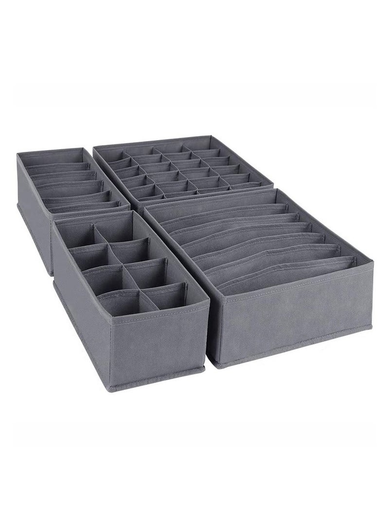 Hanayo 4-Piece Drawer Underwear Organizer Dividers Foldable Underwear and Bra Drawer Organizer Fabric Clothes Organizers Dividers and Storage Boxes for Lingerie Bra Socks Underwear Ties - Image 3