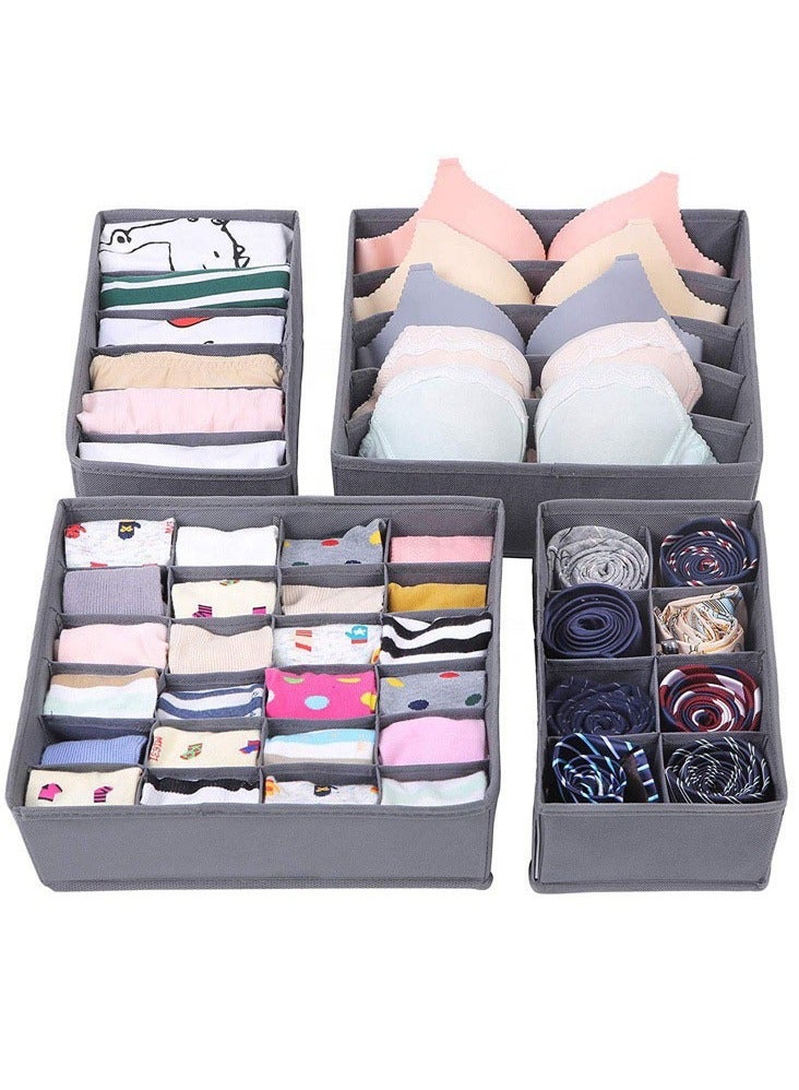 Hanayo 4-Piece Drawer Underwear Organizer Dividers Foldable Underwear and Bra Drawer Organizer Fabric Clothes Organizers Dividers and Storage Boxes for Lingerie Bra Socks Underwear Ties - Image 5