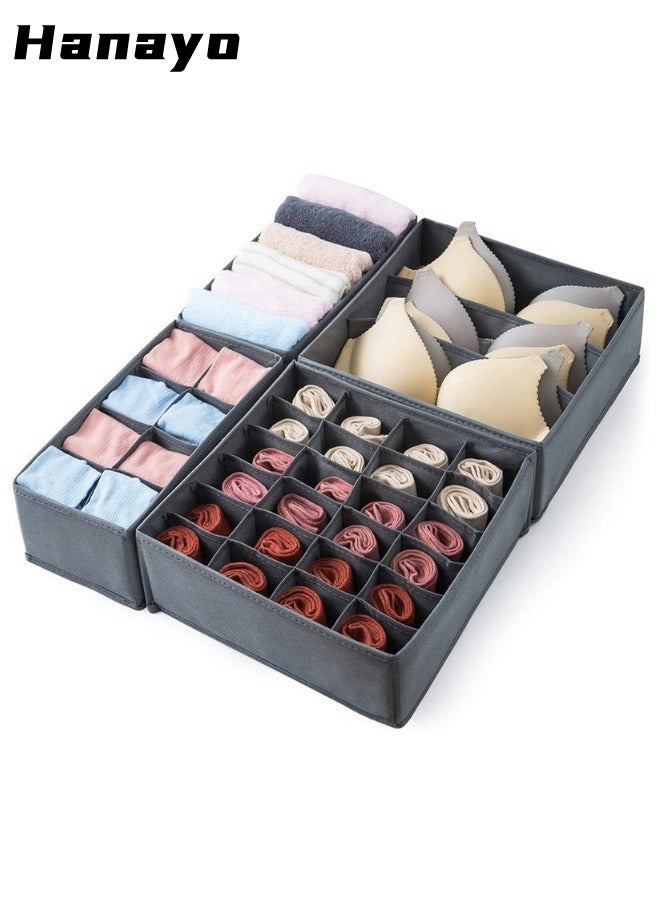 Hanayo 4-Piece Drawer Underwear Organizer Dividers Foldable Underwear and Bra Drawer Organizer Fabric Clothes Organizers Dividers and Storage Boxes for Lingerie Bra Socks Underwear Ties - Image 1