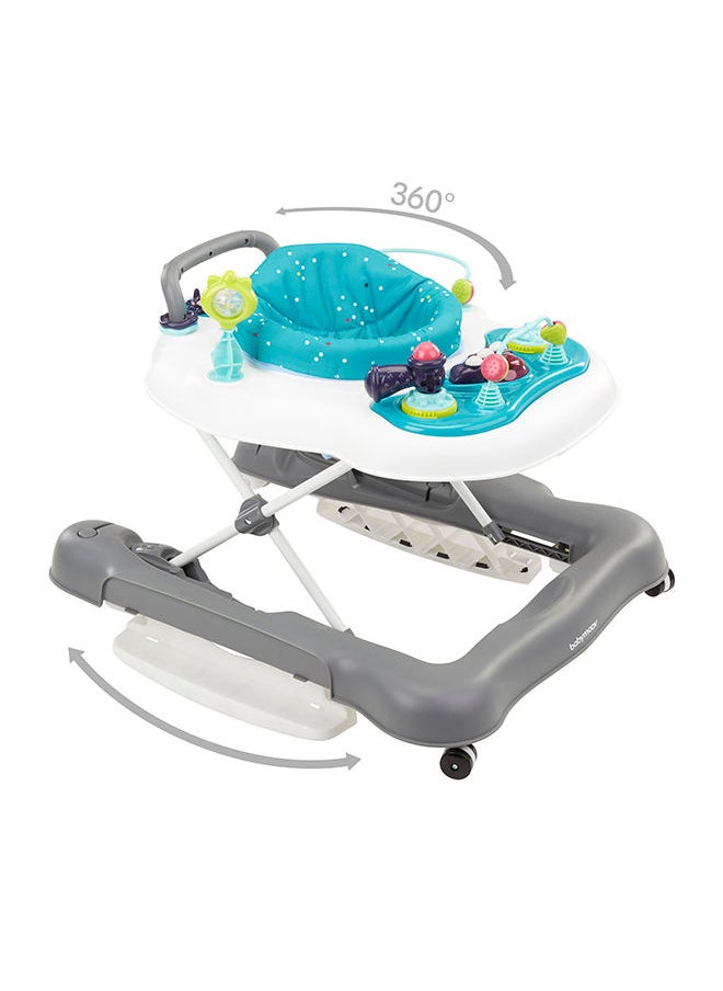 5In1 Baby Walker, Push Toy, Swing 360° Seat And Play Area, Non-Slip Grips, Padded Seats, 3 Level Height Adjustable, Includes Interactive Toys And Activities, Easy To Fold, Store And Transport