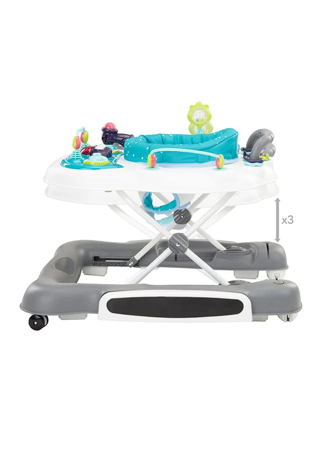 بيبي موف 5In1 Baby Walker, Push Toy, Swing 360° Seat And Play Area, Non-Slip Grips, Padded Seats, 3 Level Height Adjustable, Includes Interactive Toys And Activities, Easy To Fold, Store And Transport