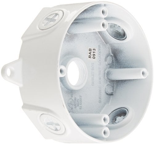 RAB Lighting VXCW Weatherproof Round Box, Aluminum, 1/2" Hole Size, 4" Diameter, White, NO Cover - Image 4