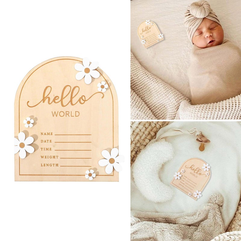 Personalized Wooden Baby Name Sign with Birth Month for Newborn Announcement and Hospital Decor - Image 3