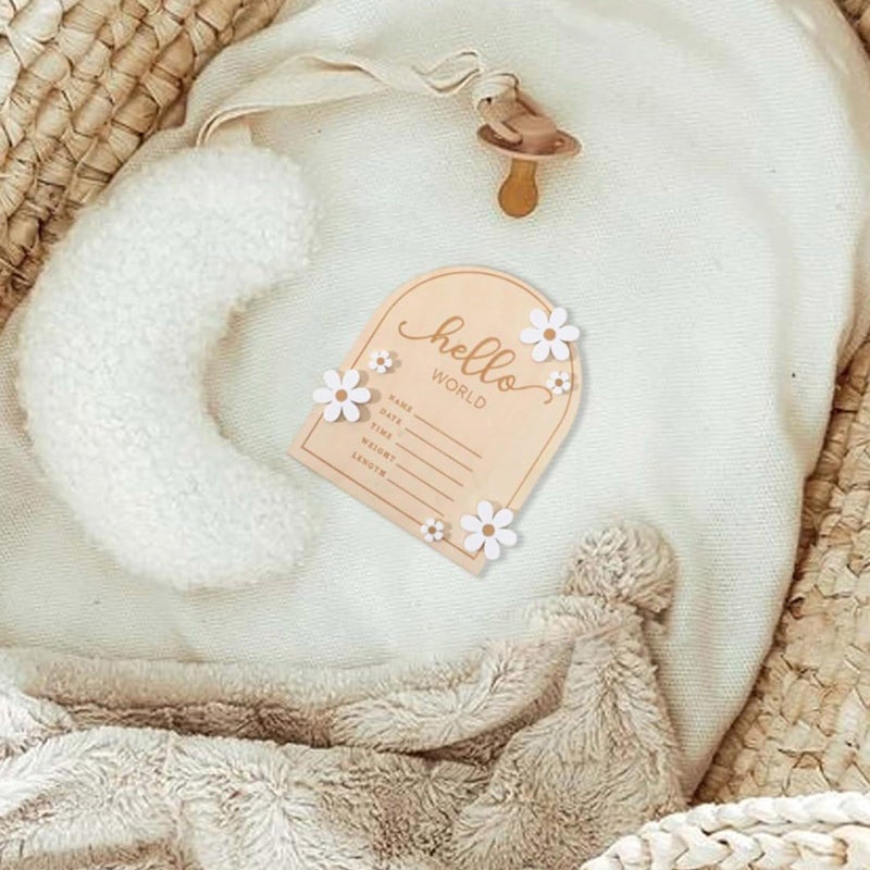 Personalized Wooden Baby Name Sign with Birth Month for Newborn Announcement and Hospital Decor - Image 5