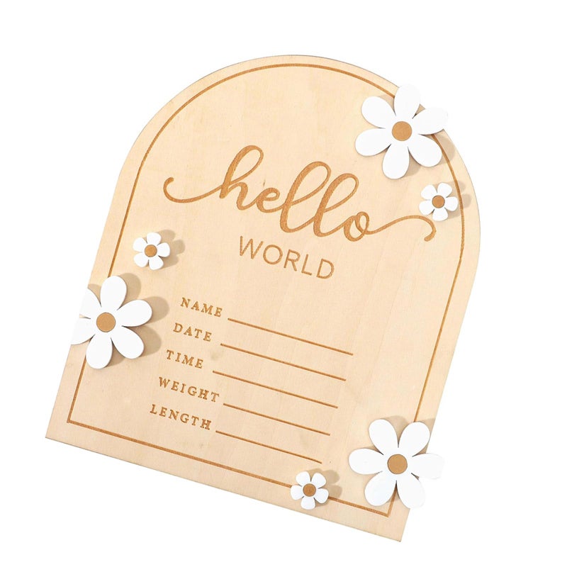 Personalized Wooden Baby Name Sign with Birth Month for Newborn Announcement and Hospital Decor - Image 2