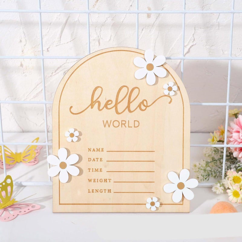 Personalized Wooden Baby Name Sign with Birth Month for Newborn Announcement and Hospital Decor - Image 4