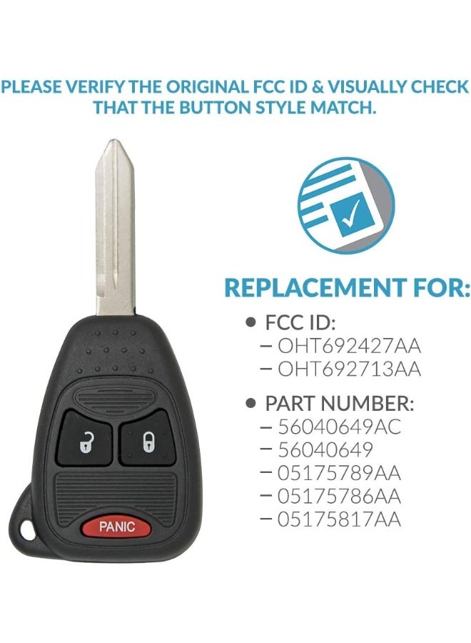 Keyless2Go Keyless Entry Remote Car Key Replacement for Vehicles That Use 3 Button OHT692427AA - 2 Pack - Image 4