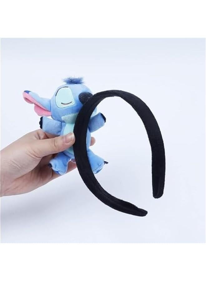 Loquat Kawaii Stitch Plush Headband and Hair Tie, Blue - Costume Headwear for Stitch Fans, Girls and Women - Image 3