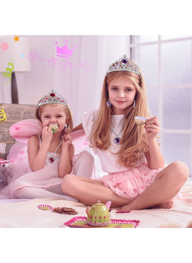 Chunyin Chunyin 12 Princess Jewelry Toys Princess Pretend Play Set Princess Jewelry Party Favors Costume Jewelry for Girls Dress up Party Favors, Crown Wand Ring Earring Necklace, 4 Colors  - Image 5