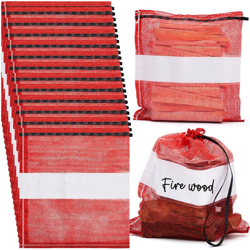 GliCraft 10 Pcs Onion Bags Reusable Mesh Produce Storage with Drawstring Firewood Bags Onion Potato Storage Sacks for Garden Vegetable Fruit Produce Packaging Supplies 22 x 28 Inch