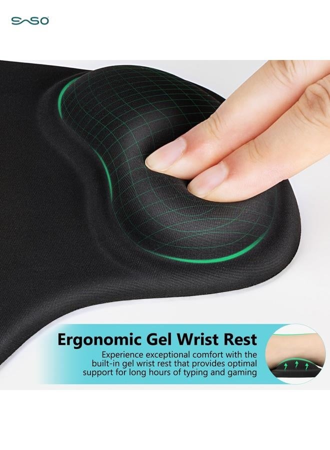 SparkSprout Ergonomic Gel Mouse Pad with Wrist Support - Non-Slip Base, Memory Foam Comfort for Pain Relief, Office/Home/Gaming - Black - Image 4