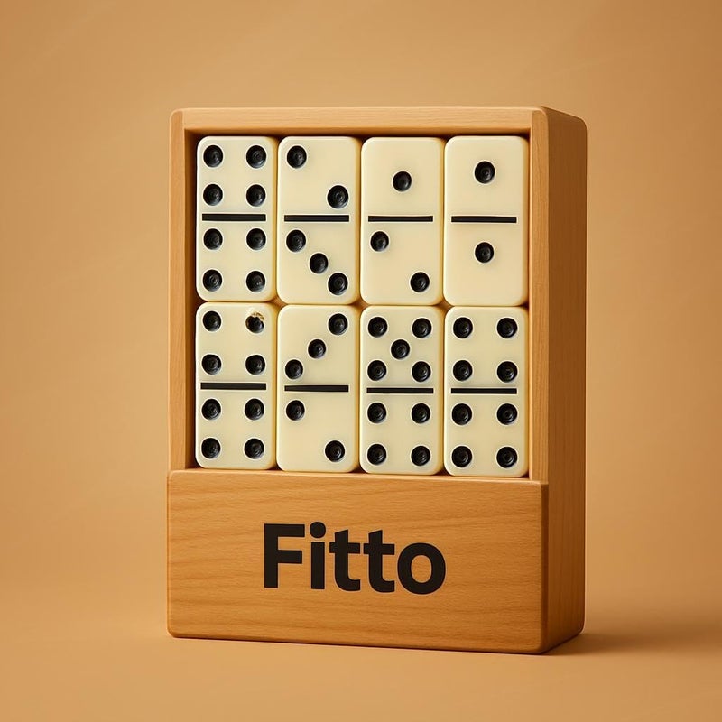 فيتو مجموعة لعبة الدومينو الكلاسيكية من Fitto مع صندوق تخزين خشبي – لعبة لوحية عائلية لأمسيات الألعاب والحفلات والترفيه (مجموعة دومينو، قطع دومينو خشبية، لعبة عائلية) - Image 3