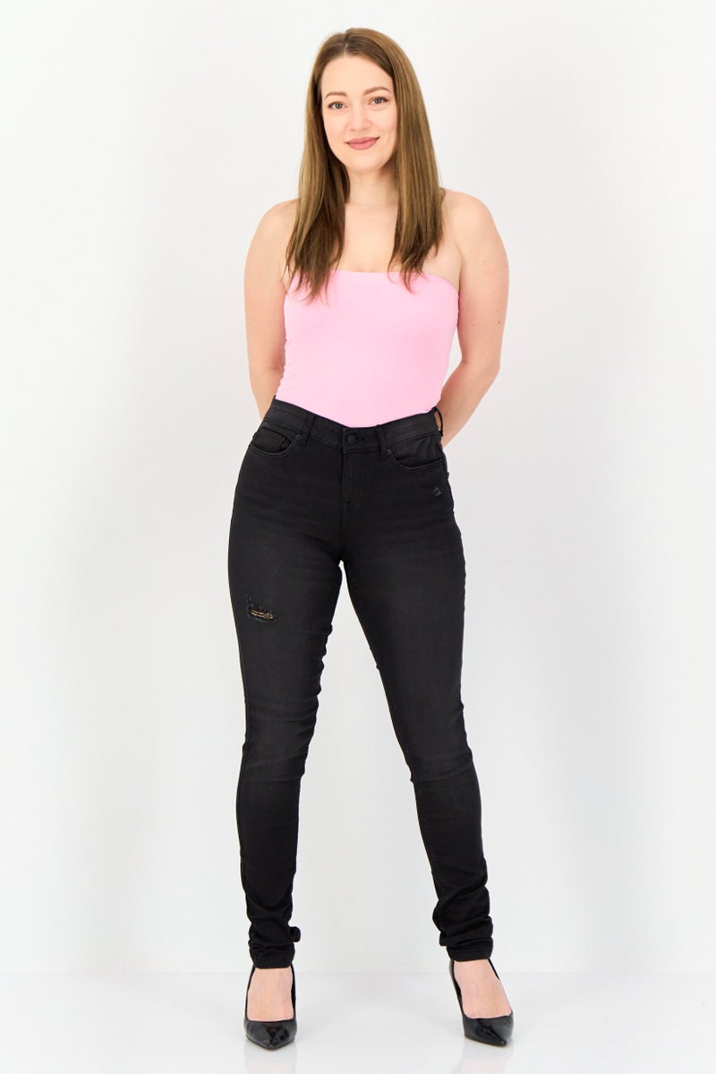 VERO MODA بنطلون تشينو ضيق للنساء، قابل للتمدد، أسود - Image 4