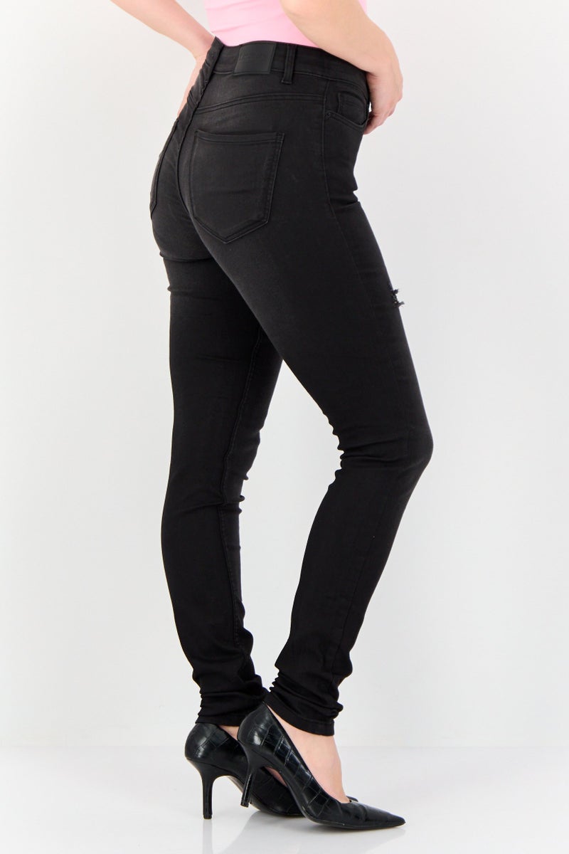 VERO MODA بنطلون تشينو ضيق للنساء، قابل للتمدد، أسود - Image 2