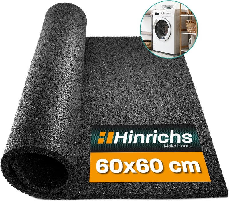 Hinrichs حصيرة هينريشس المانعة للاهتزاز للغسالات - مقاسات 60x60x0,6 سم - يمكن قصها حسب الحاجة - حصيرة مصنوعة من المطاط - Image 1