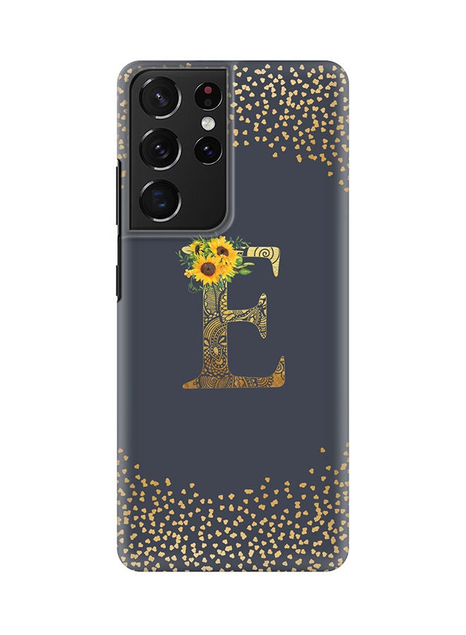 Stylizedd Monogram Slim Cover for Samsung Galaxy S21 Ultra 5G Case Custom Initials Letter Floral Pattern Snap Series Mobile Cover Matte Alphabet  - E (Grey) - Image 1
