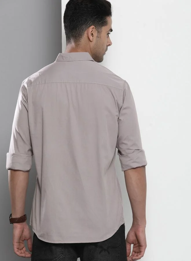 شركة المرآب الهندية Men Regular Fit Solid Full Sleeves Cutaway Collar Casual Shirt