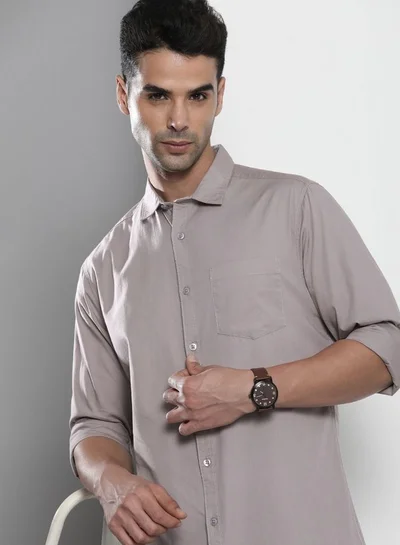 شركة المرآب الهندية Men Regular Fit Solid Full Sleeves Cutaway Collar Casual Shirt