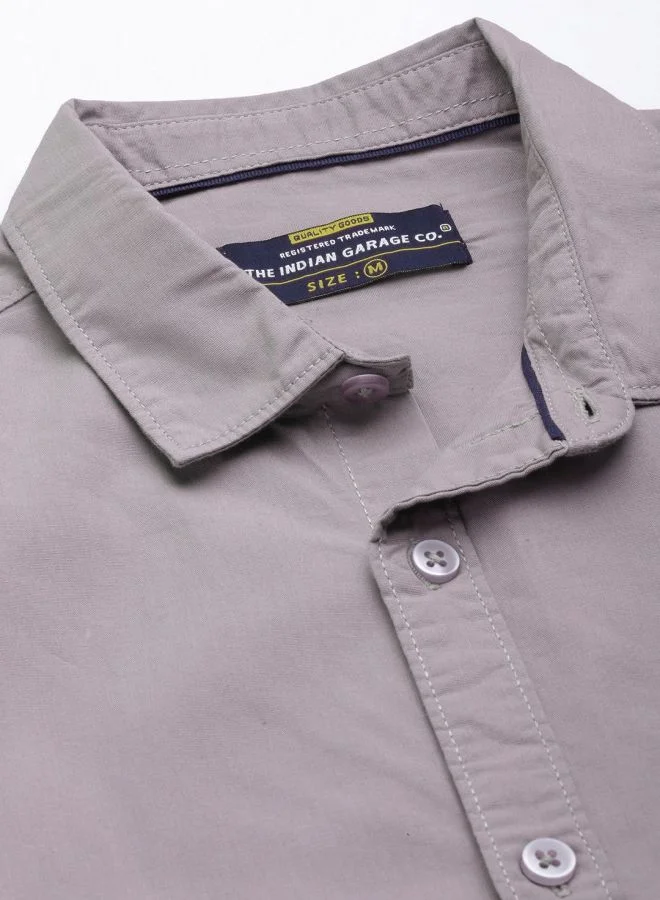 شركة المرآب الهندية Men Regular Fit Solid Full Sleeves Cutaway Collar Casual Shirt