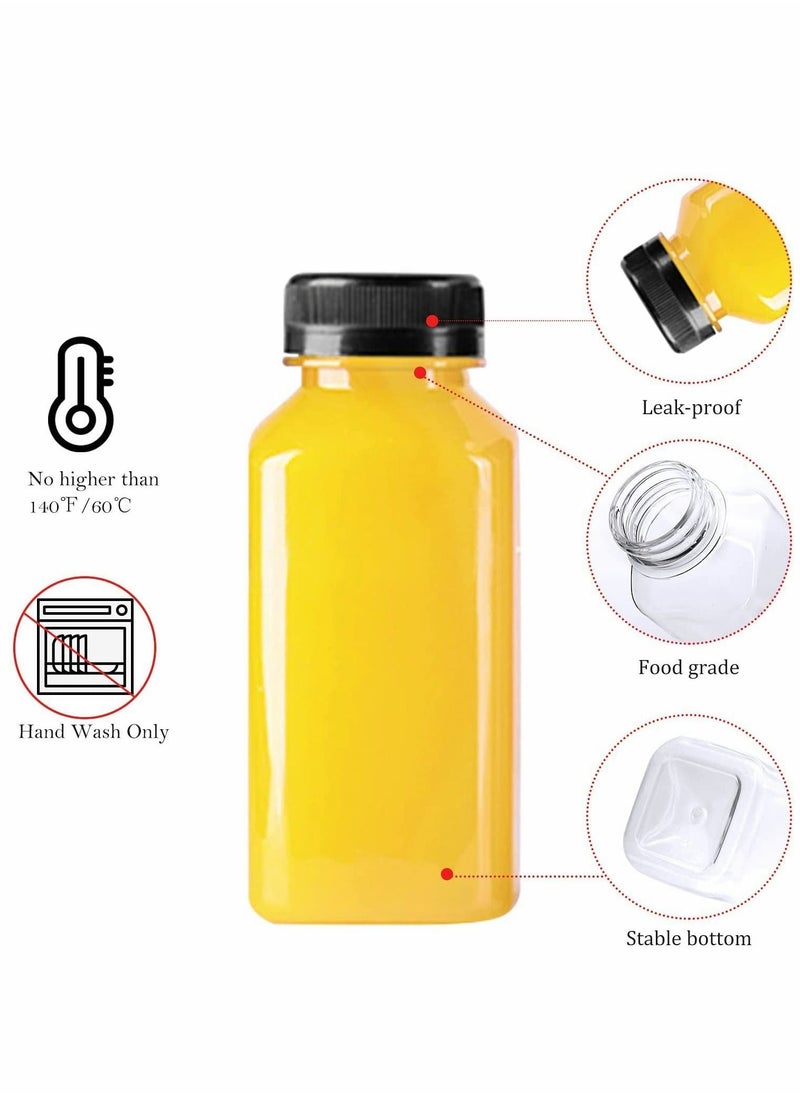 Y&D - Plastic Juice Bottles Empty Clear Containers with Tamper Proof Lids for Juice, Milk, and Other Beverage 8 Oz 10 Pcs - Image 1