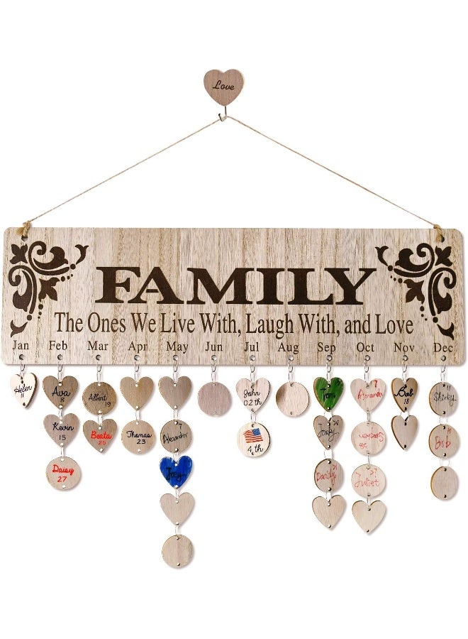 YuQi Gifts for Mom Grandma from Daughter Unique Wooden Family Birthday Reminder Tracker Calendar Board Wall Hanging with 100 Tags Best Gift Ideas for Christmas Birthday Mothers Day - Image 2