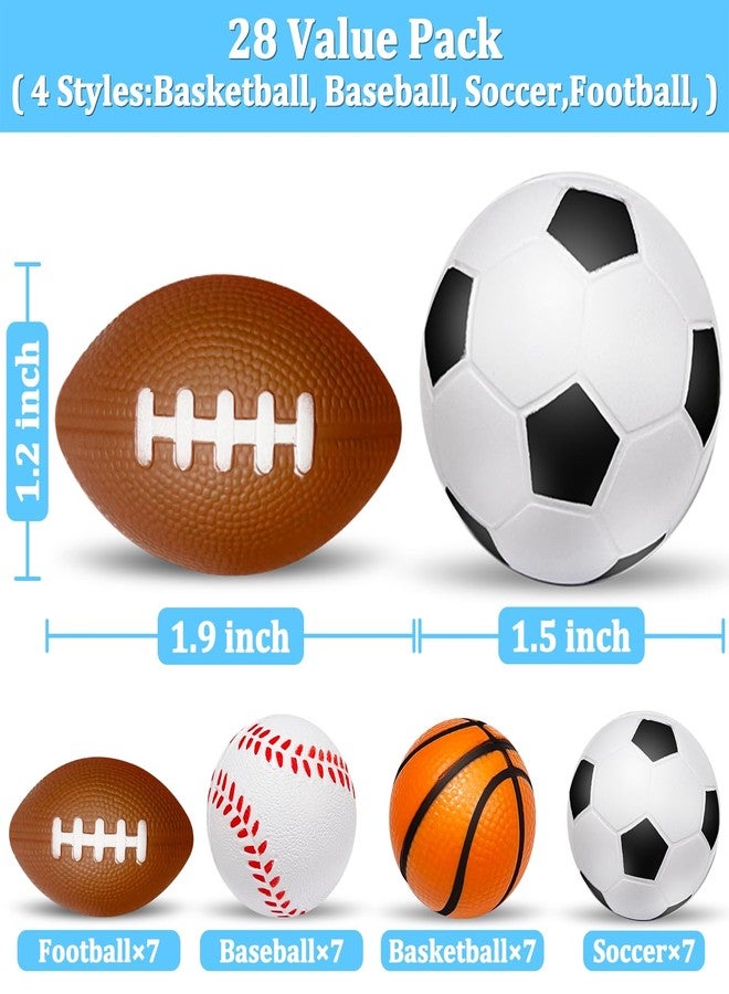 AMENON 28 Pack Christmas Party Favors Stress Ball for Kids - Sports Squeeze Fidget Balls with Basketball,Baseball,Soccer,Football,Perfect for Classroom Stocking Stuffers Fillers - Image 2