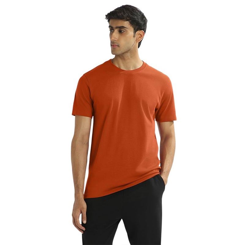 NOBERO Men's Cotton Regular Fit T-Shirt in Orange - Image 1