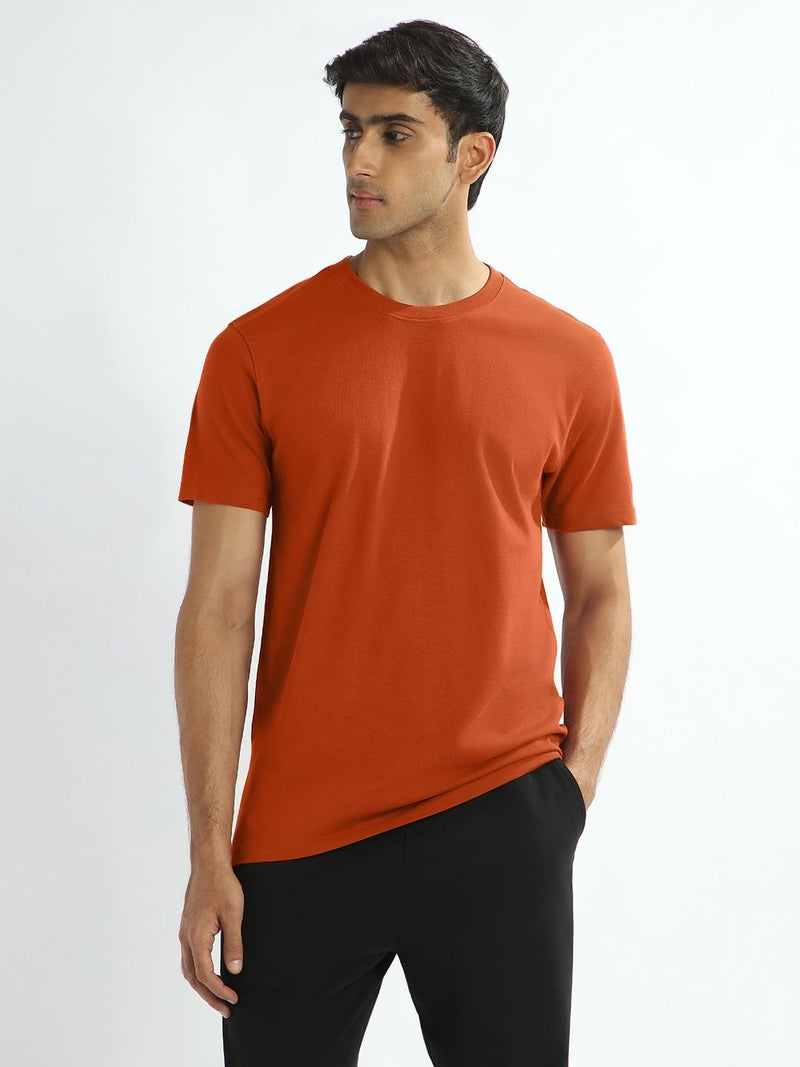 NOBERO Men's Cotton Regular Fit T-Shirt in Orange - Image 2