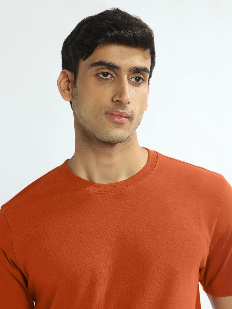 NOBERO Men's Cotton Regular Fit T-Shirt in Orange - Image 5