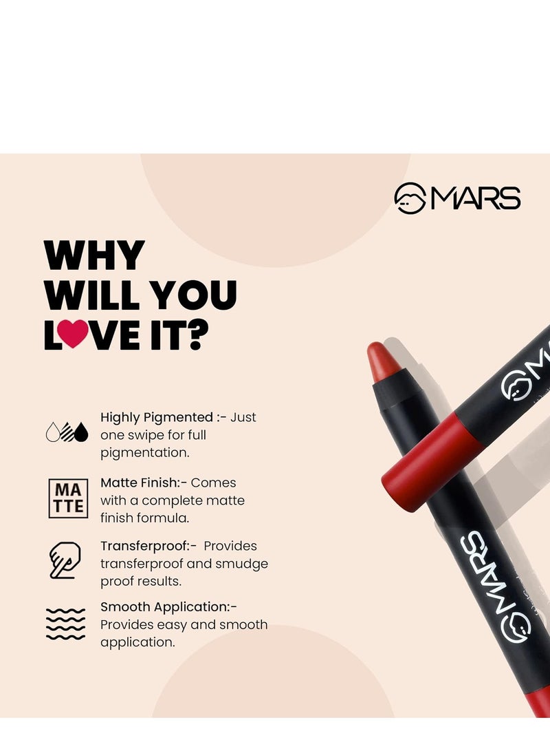 مارس مارز أحمر شفاه كرايون يدوم طويلاً يدوم حتى 12 ساعة | لمسة نهائية غير لامعة | مقاوم للماء | لا يتلطخ لا يتزحزح لا يتزحزح (3.5 جم) (11-أنا لا يمكن إيقافه) - Image 4