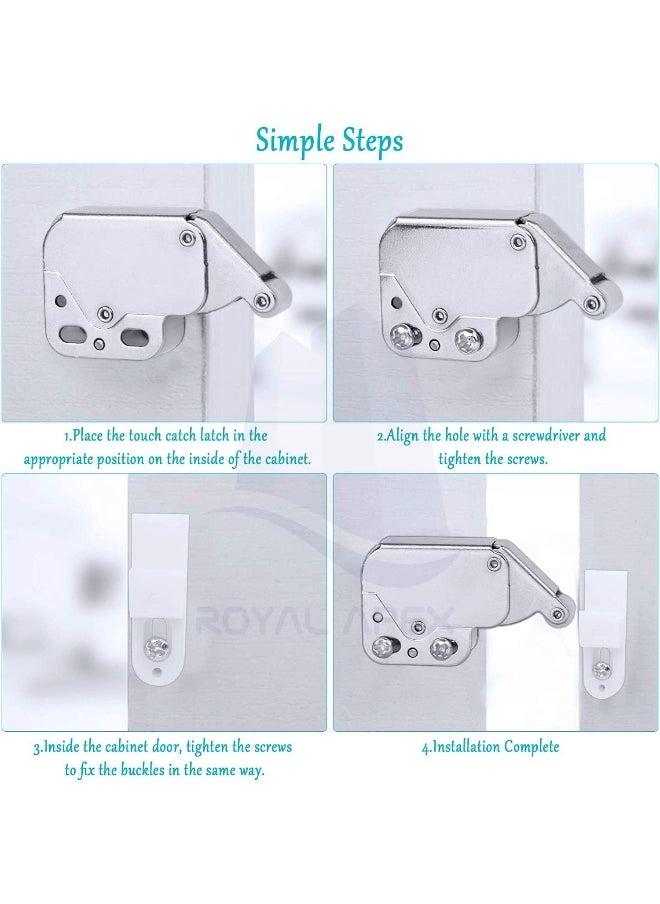 Biella Biella™ 2Pcs Automatic Spring Snap System Push-in Touch Lock Mini Tip Latch Cabinet Door Furniture Safety Lock  - Image 3