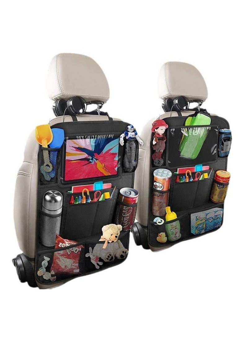 Generic Car Backseat Organizer – Black 600D Seat Back Storage Bag with iPad Holder, Anti-Kick and Hanging Design - Image 1