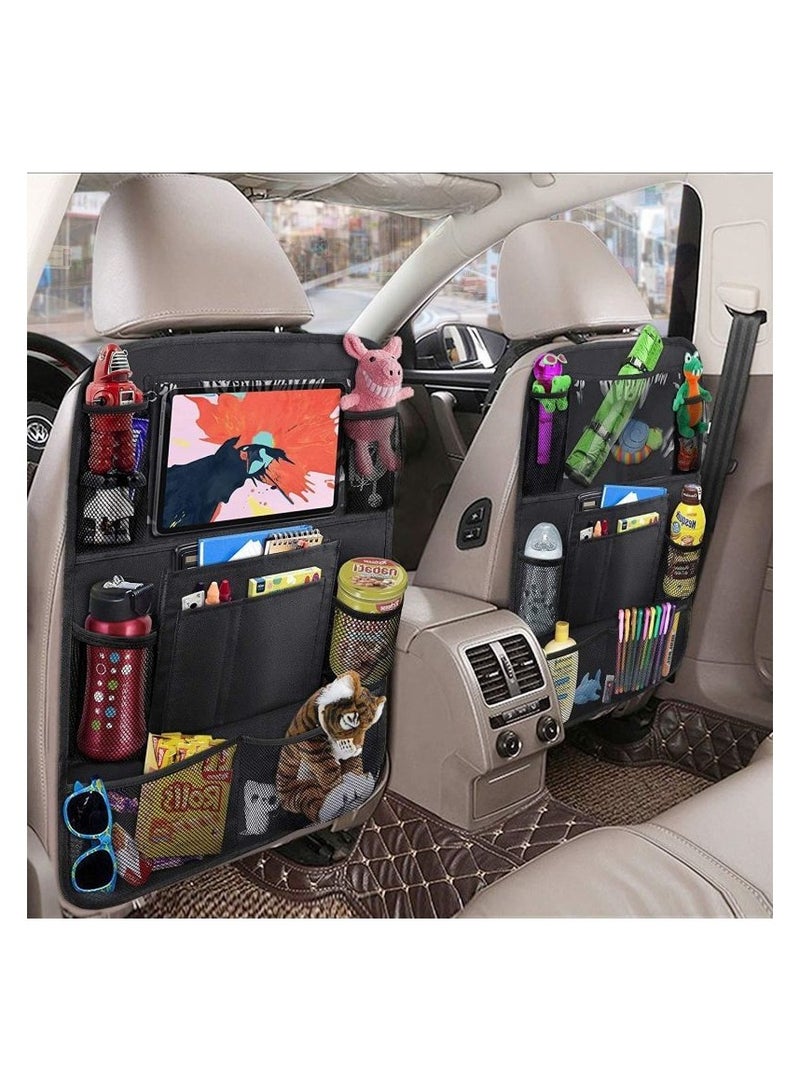 Generic Car Backseat Organizer – Black 600D Seat Back Storage Bag with iPad Holder, Anti-Kick and Hanging Design - Image 3