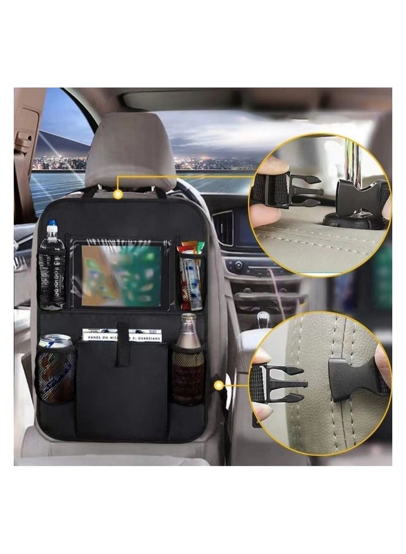 Generic Car Backseat Organizer – Black 600D Seat Back Storage Bag with iPad Holder, Anti-Kick and Hanging Design - Image 4