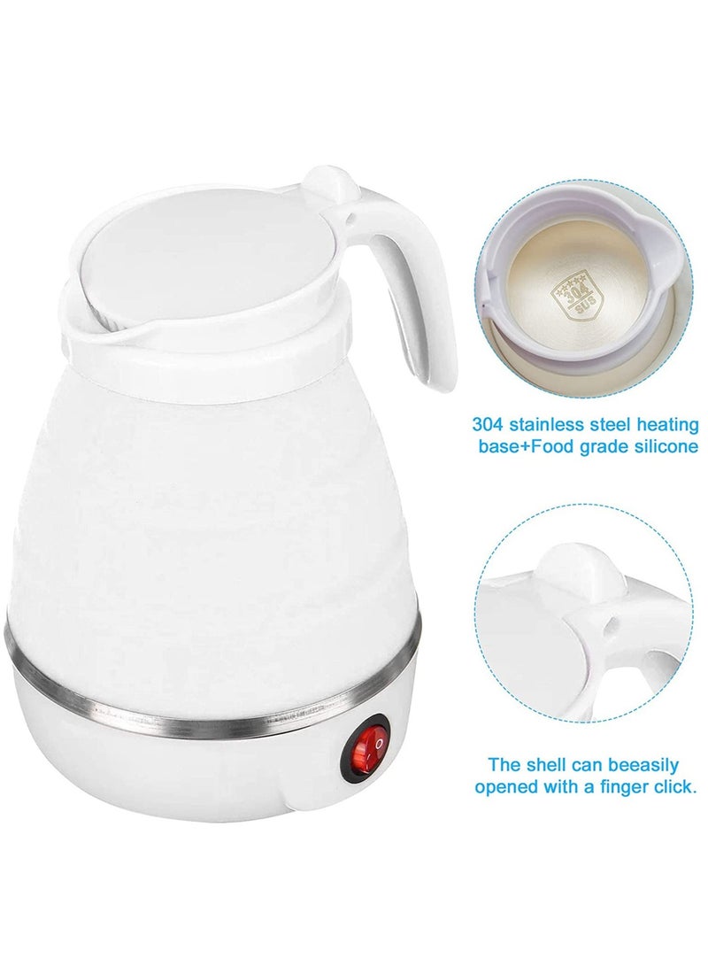 ELTRAZONE Portable Folding Electric Kettle, Fast Boiling Foldable Electric Kettle for Travel Food Grade Silicone Boil Dry Protection Kettle with Separable Power Cord for Hiking Camping and Indoor (White) - Image 3