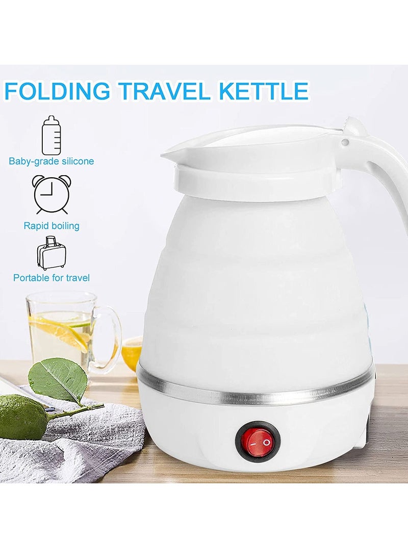 ELTRAZONE Portable Folding Electric Kettle, Fast Boiling Foldable Electric Kettle for Travel Food Grade Silicone Boil Dry Protection Kettle with Separable Power Cord for Hiking Camping and Indoor (White) - Image 4