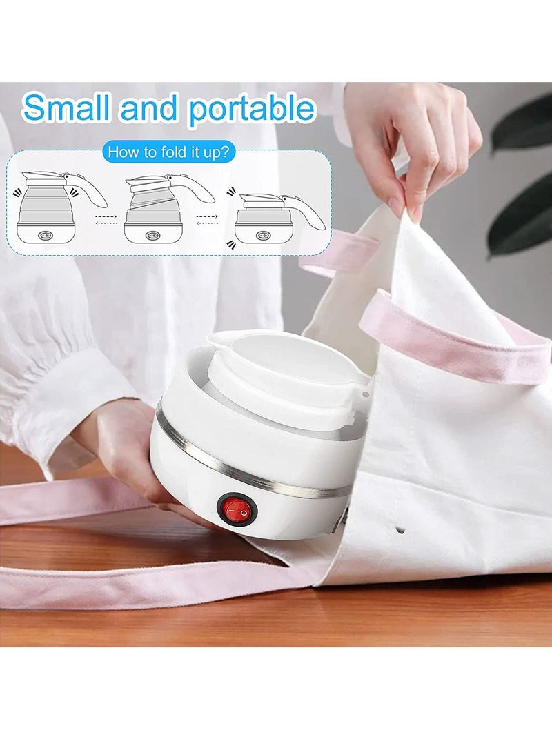 ELTRAZONE Portable Folding Electric Kettle, Fast Boiling Foldable Electric Kettle for Travel Food Grade Silicone Boil Dry Protection Kettle with Separable Power Cord for Hiking Camping and Indoor (White) - Image 5
