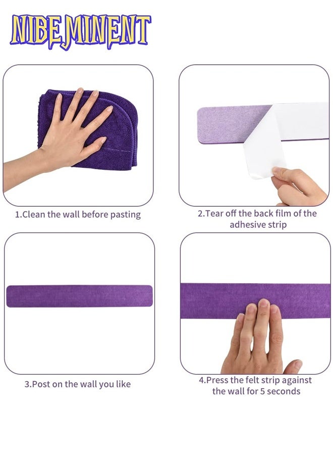 NIBEMINENT 8Pcs/Set Cork Board Bar Strips with 50 Pushpins, Self-Adhesive Bulletin Board Strips No Damage for Wall, Felt Pin Board for Paste Notes, Photos, Schedules Office Decor, 33*5cm, Rose Red - Image 3