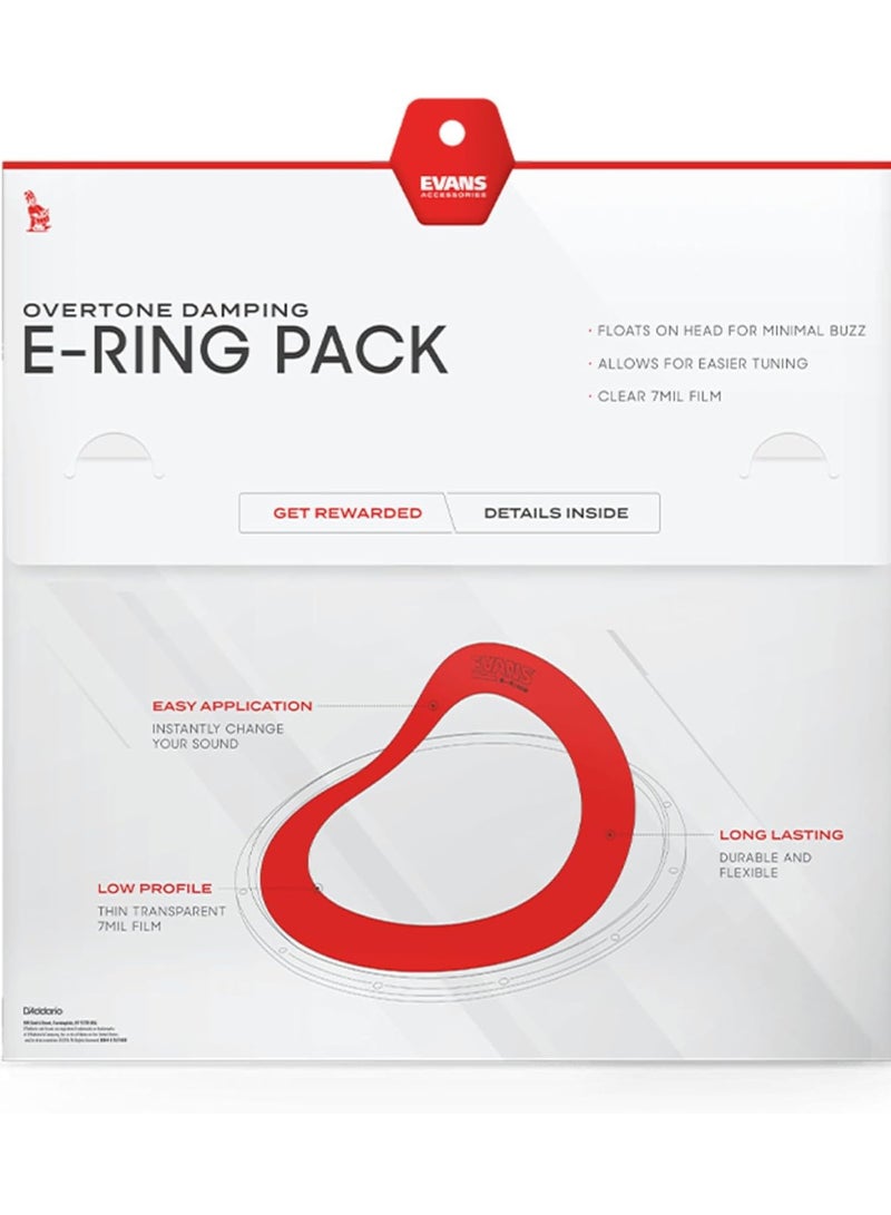 Evans ER-SNARE E-Ring Snare Drum Overtone Control Pack | 14 Inch | External Ring | Pack of 2 | Clear - Image 2