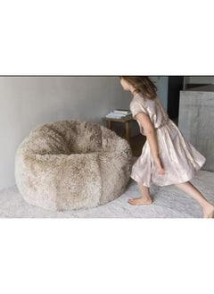 Lush Fur Round Plush Bean Bag Chair Cover For Adults, 93x92cm - White - pzsku/Z3E7A279CEE1C0BC8C3AEZ/45/_/1727200432/64f32b6e-8d20-472e-9ec5-6dedd9f0919e