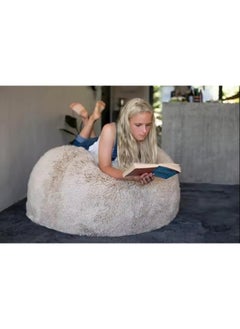 Lush Fur Round Plush Bean Bag Chair Cover For Adults, 93x92cm - White - pzsku/Z3E7A279CEE1C0BC8C3AEZ/45/_/1727200437/b607ca7b-cfd6-4a1e-97a4-0ab43f1fd746