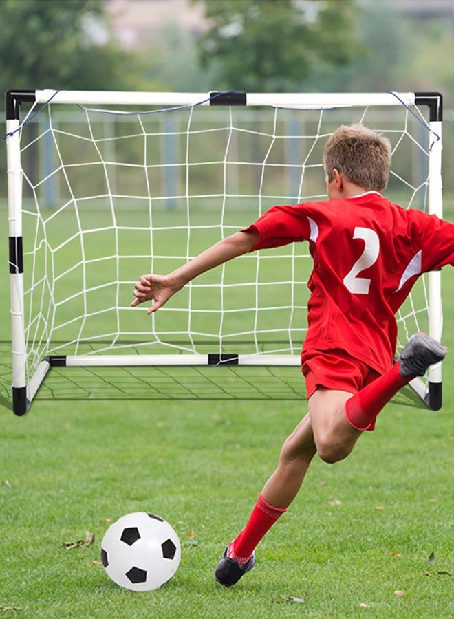 GROIC مجموعة أهداف رياضية صغيرة لكرة القدم - الفناء الخلفي + شبكة صغيرة داخلية + مجموعة كرات مع مضخة - مجموعة أهداف كرة قدم محمولة قابلة للطي للأطفال - 95*70 سم - Image 5