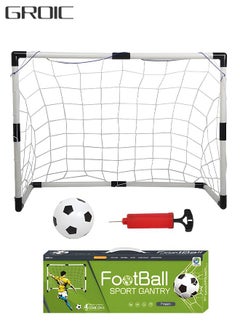 GROIC Sports Mini Soccer Goal Set - Backyard + Indoor Mini Net + Ball Set with Pump - Portable Folding Football Goal Set for Kids - 95*70CM  - Image 1