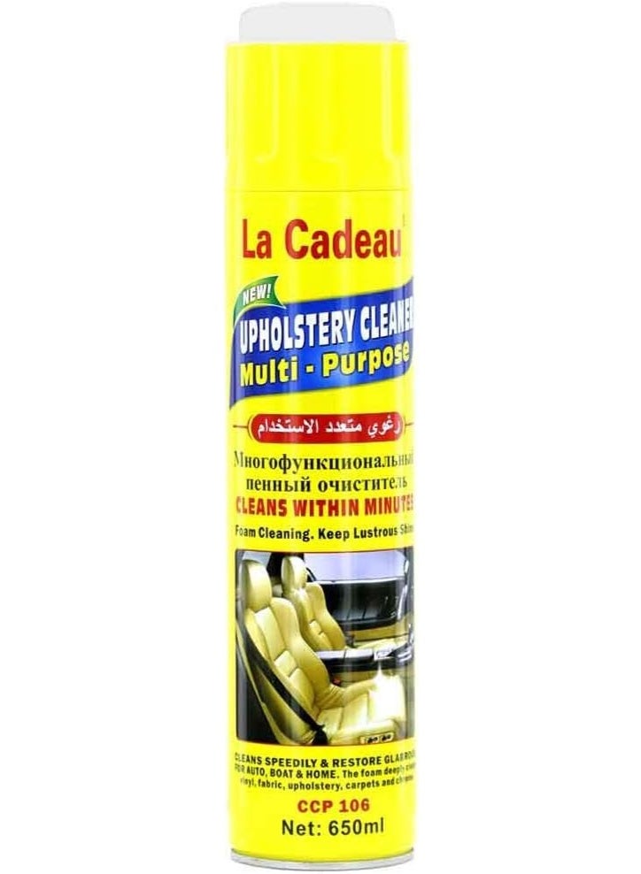 La Cadeau Car Upholstery & Carpet Cleaner, Multi-Purpose 650ml Fast Acting Deep Stain Remover Spray with Fresh Fragrance for Car Upholstery, Rugs, Couches and Car Seats La Cadeau-CCP 106 - Image 1