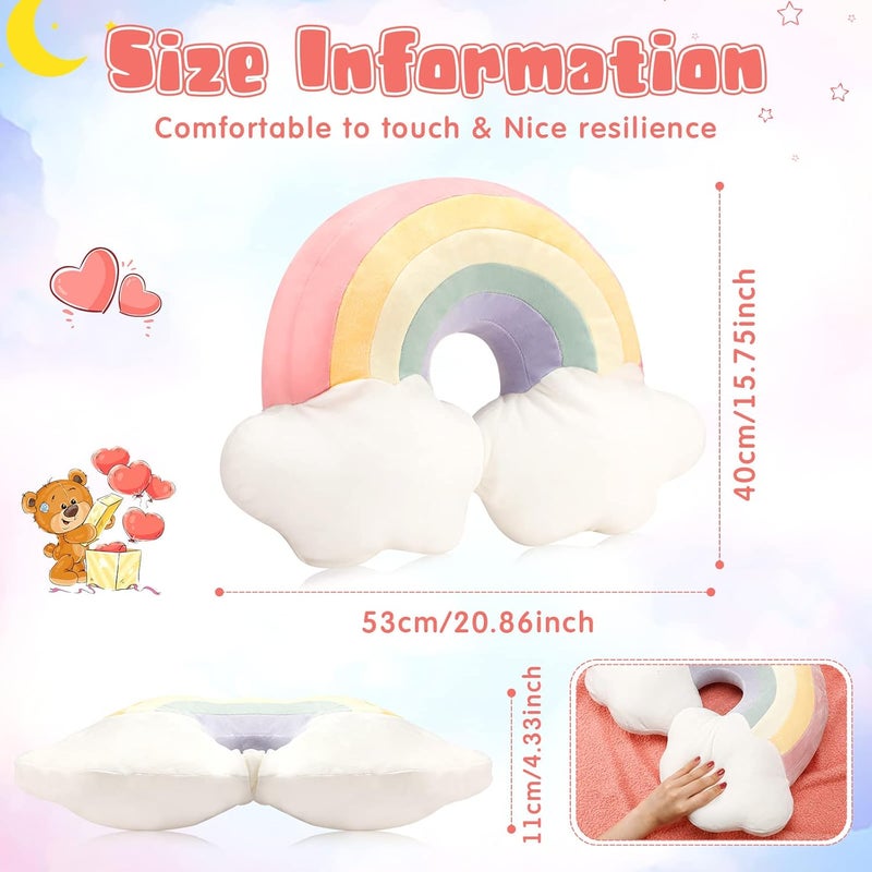 Queekay Queekay 2 Pcs 21 Inch Rainbow Shaped Pillow Home Decorative Cloud Pillow Lovely Stuffed Kid Soft Throw for Girls and Boys Friends Gifts Bedroom Resting Room DecorationsPink - Image 3
