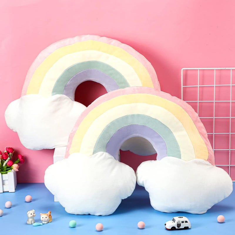Queekay Queekay 2 Pcs 21 Inch Rainbow Shaped Pillow Home Decorative Cloud Pillow Lovely Stuffed Kid Soft Throw for Girls and Boys Friends Gifts Bedroom Resting Room DecorationsPink - Image 2