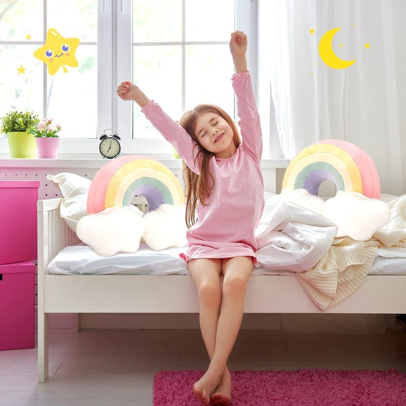 Queekay Queekay 2 Pcs 21 Inch Rainbow Shaped Pillow Home Decorative Cloud Pillow Lovely Stuffed Kid Soft Throw for Girls and Boys Friends Gifts Bedroom Resting Room DecorationsPink - Image 5