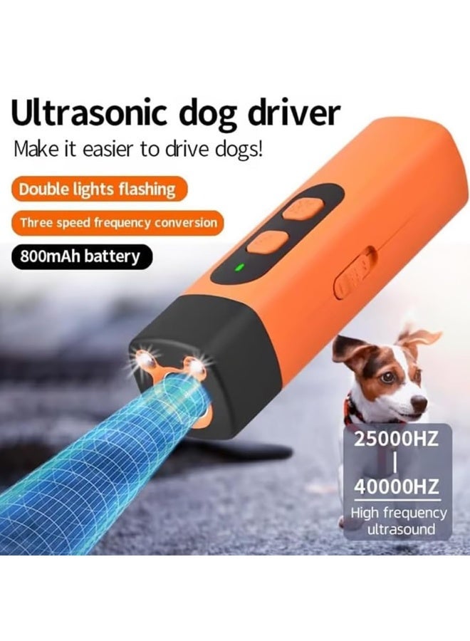 جهاز منع نباح الكلاب بالموجات فوق الصوتية، جهاز فعال وإنساني لمنع نباح الكلاب، مزود بمصباح يدوي LED (برتقالي) - Image 2
