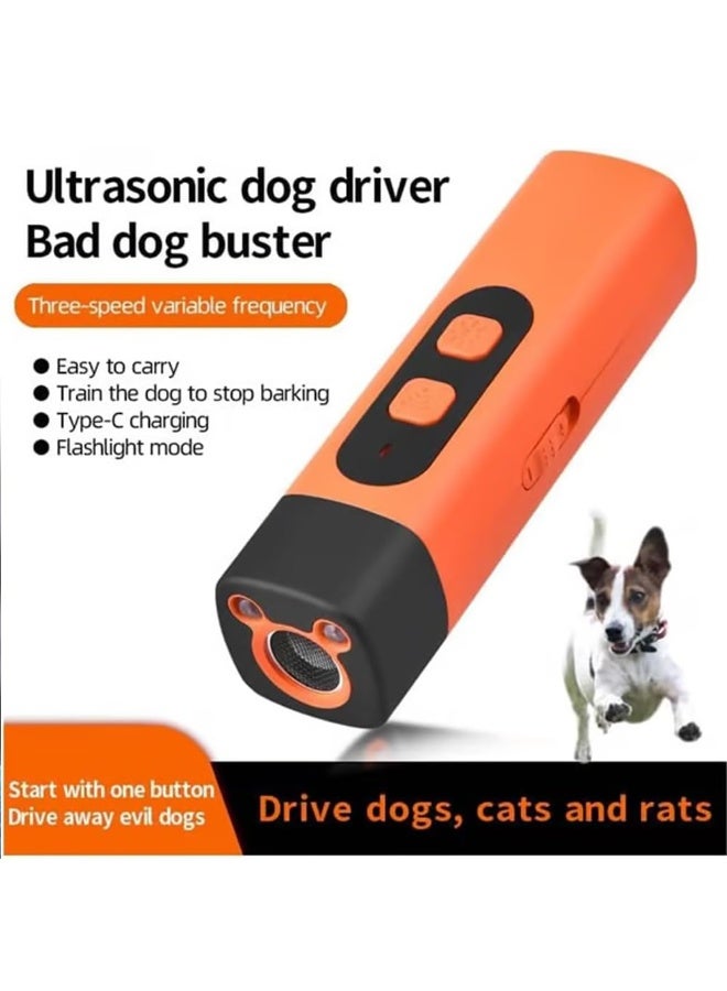 جهاز منع نباح الكلاب بالموجات فوق الصوتية، جهاز فعال وإنساني لمنع نباح الكلاب، مزود بمصباح يدوي LED (برتقالي) - Image 4